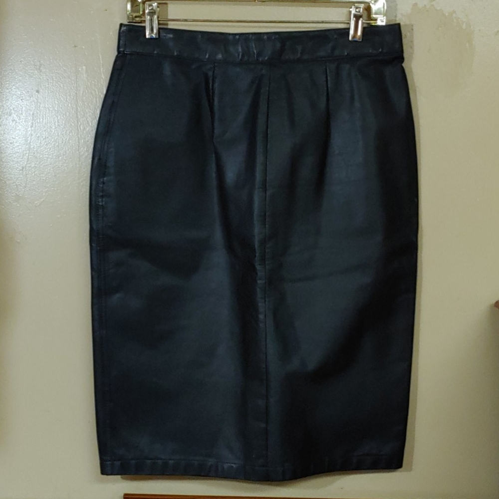 G-3 Vintage 100% Leather Pencil Skirt 13/14